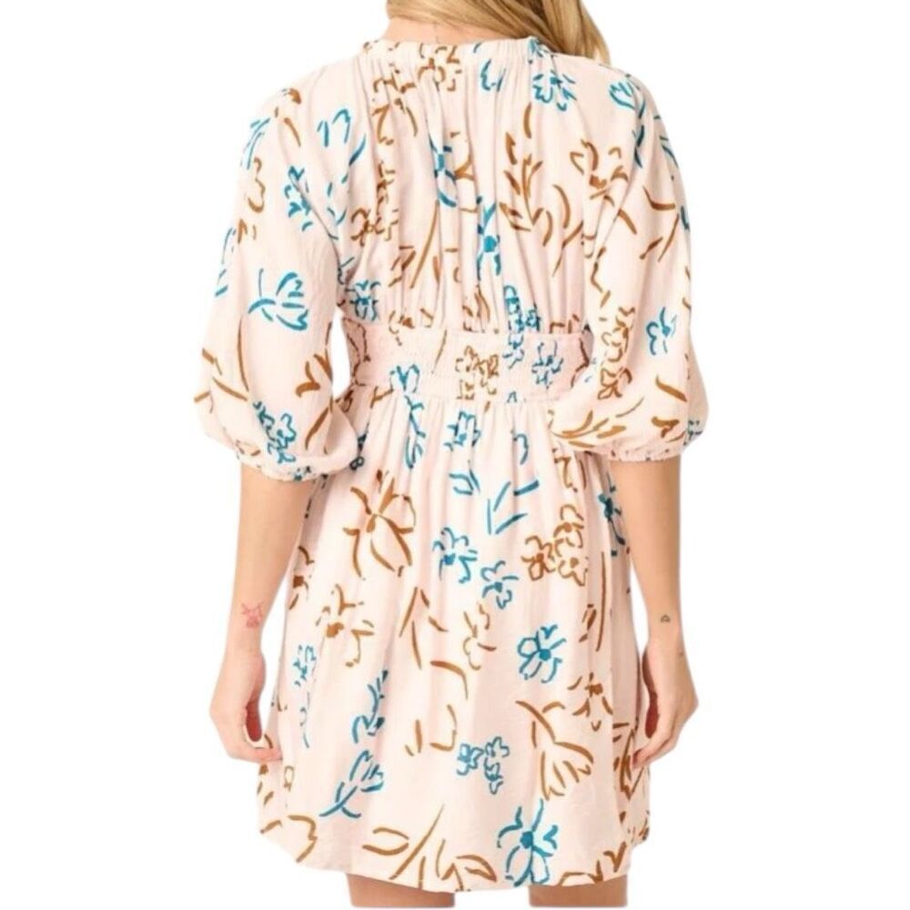 Flower Print Smocked Waist Mini Dress - Mittoshop NWT - Picture 3 of 10